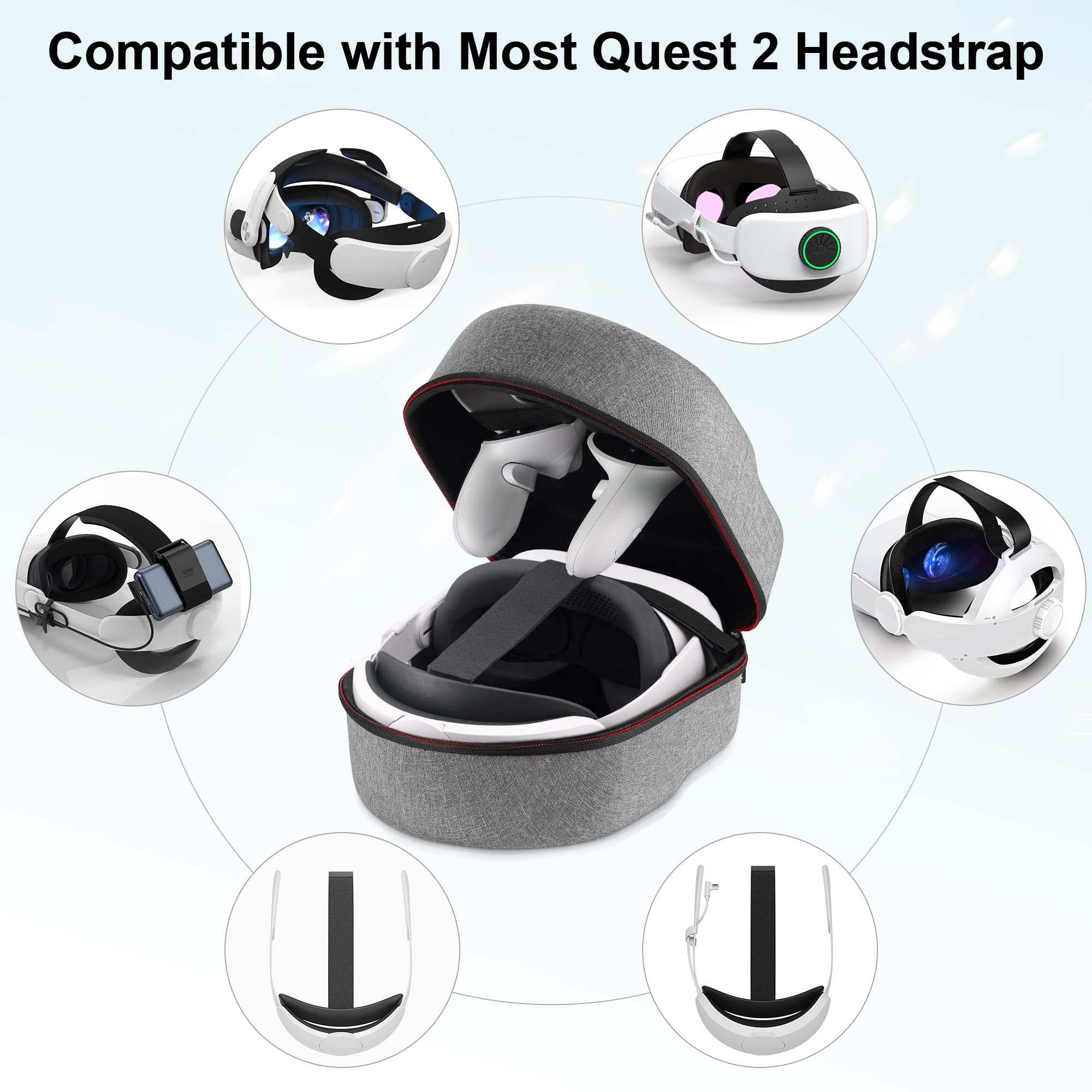 Coowps Hard Carrying Case For Meta/Oculus Quest 2 Accessories, Compatible With Elite Strap Battery Version/Kiwi Design/Bobovr He